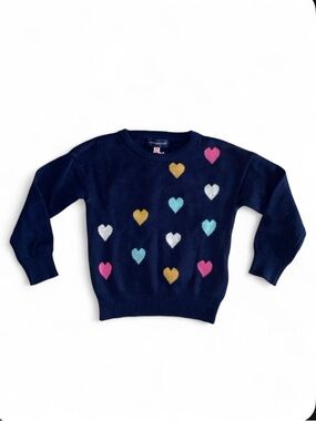 Andy & Evan Navy Sweater with Colorful Heart Accents